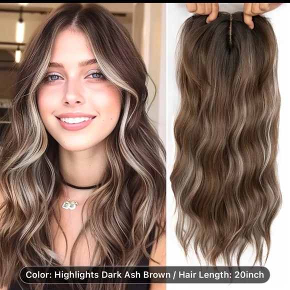 Other - (Two). 22” Brown Highlighted Lace Front Synthetic Wavy Hair Topper